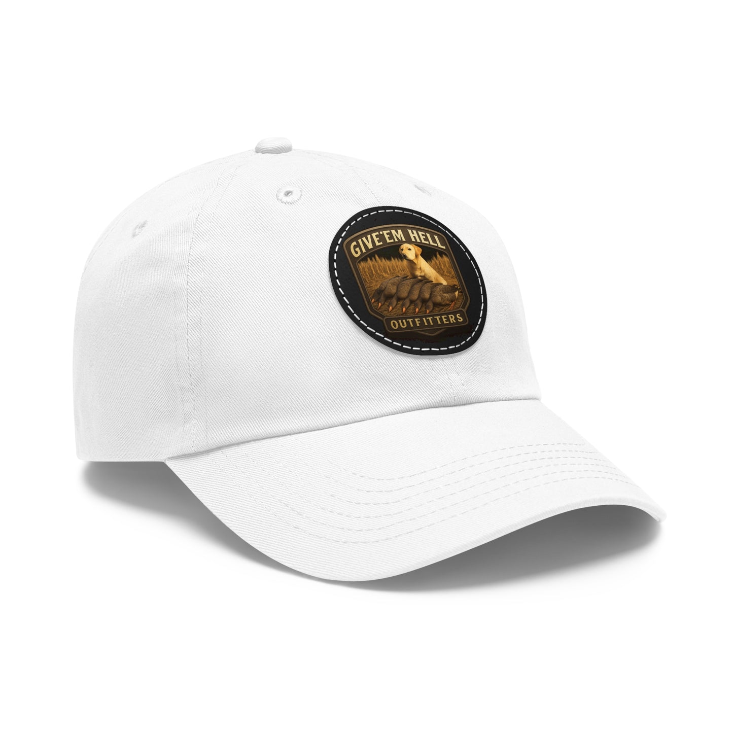Leather Patch Dad Hat - Give 'Em Hell Outfitters, Casual Cap, Outdoor Hat, Father's Day Gift, Trendy Everyday Wear