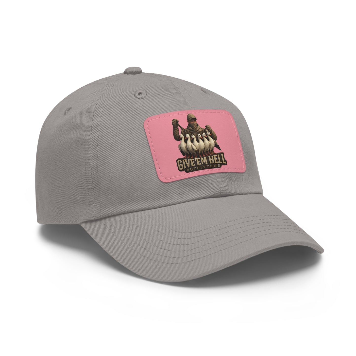 Vintage Dad Hat with Leather Patch - Give 'Em Hell, Casual Everyday Wear, Father's Day Gift, Outdoor Activities, Trendy Accessories