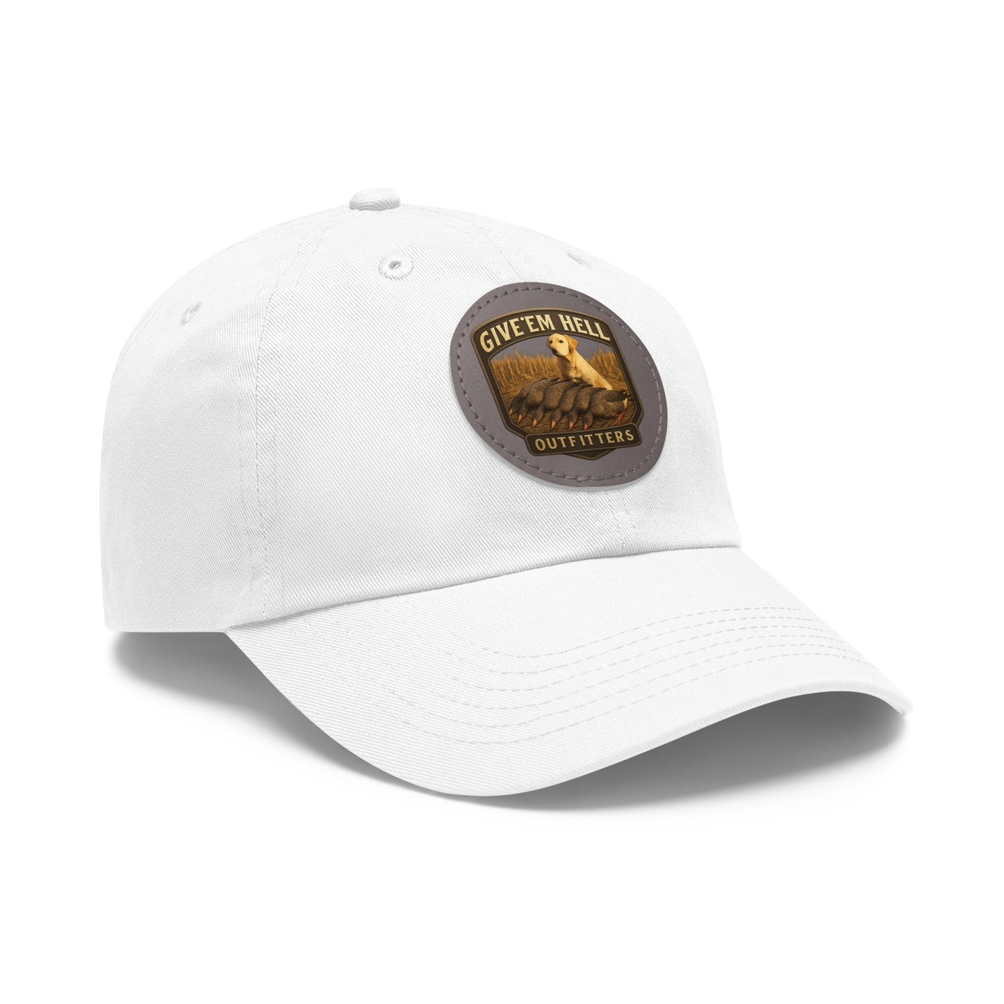 Leather Patch Dad Hat - Give 'Em Hell Outfitters, Casual Cap, Outdoor Hat, Father's Day Gift, Trendy Everyday Wear