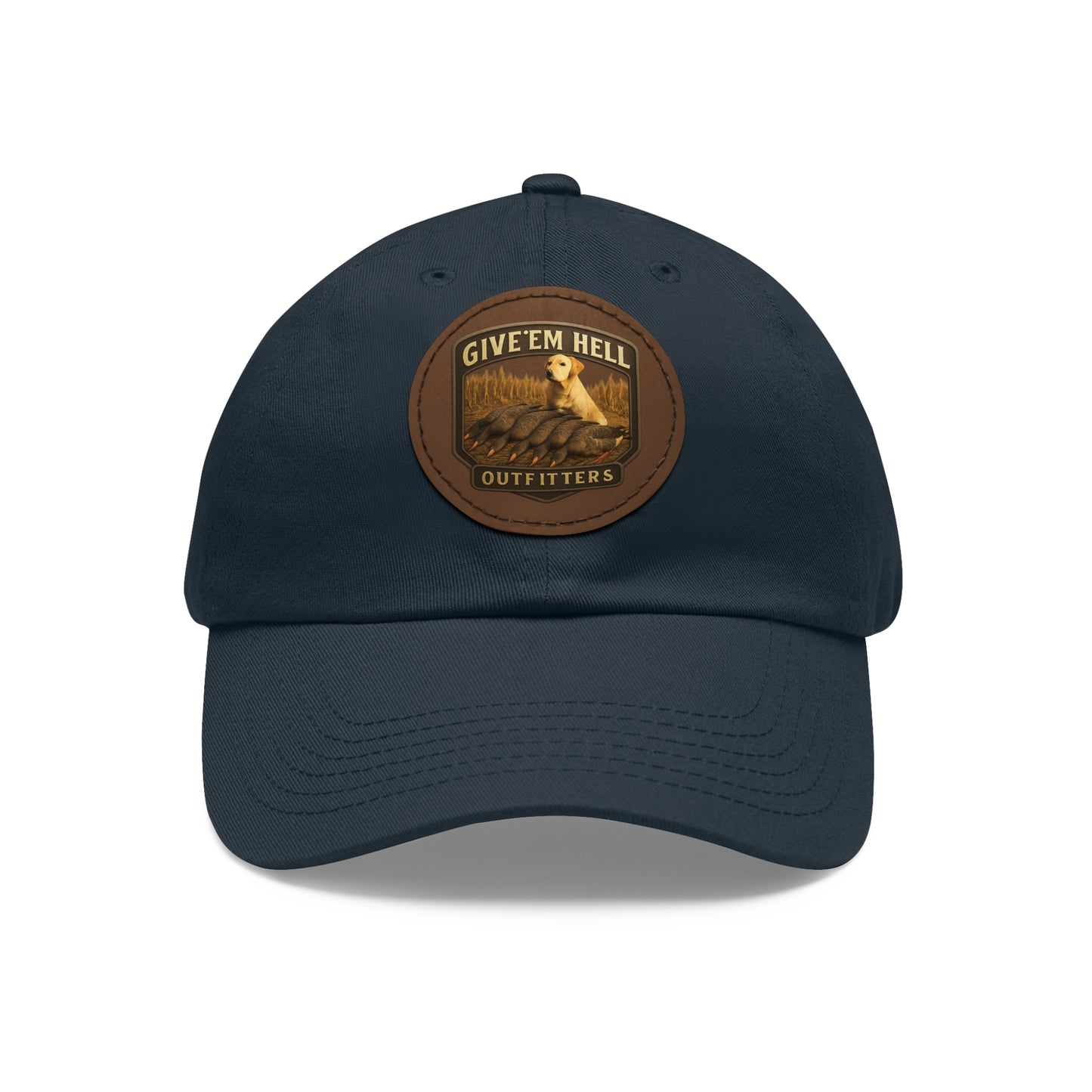 Leather Patch Dad Hat - Give 'Em Hell Outfitters, Casual Cap, Outdoor Hat, Father's Day Gift, Trendy Everyday Wear