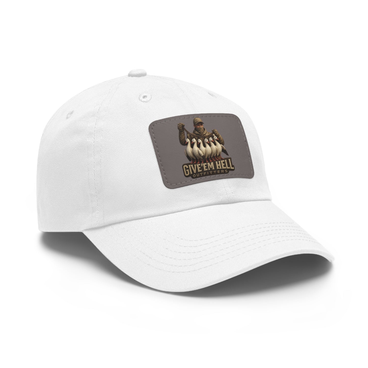 Vintage Dad Hat with Leather Patch - Give 'Em Hell, Casual Everyday Wear, Father's Day Gift, Outdoor Activities, Trendy Accessories