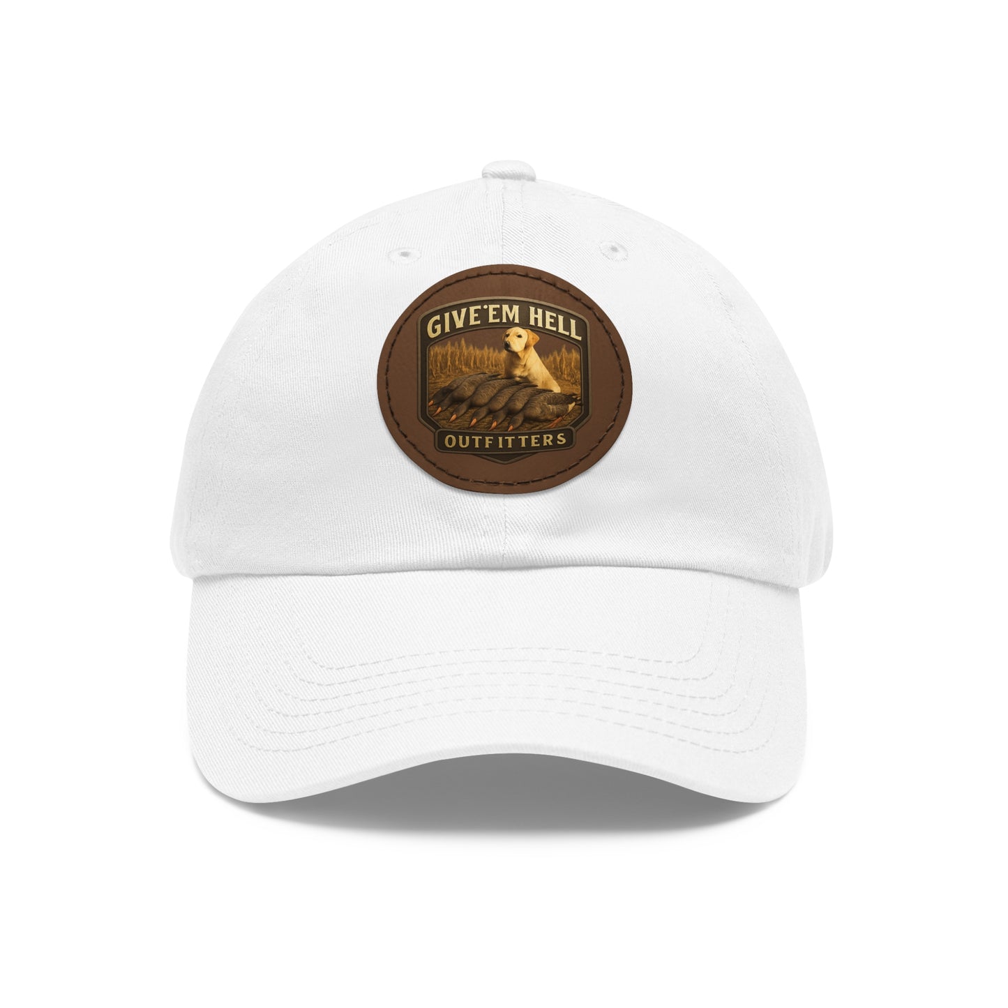 Leather Patch Dad Hat - Give 'Em Hell Outfitters, Casual Cap, Outdoor Hat, Father's Day Gift, Trendy Everyday Wear