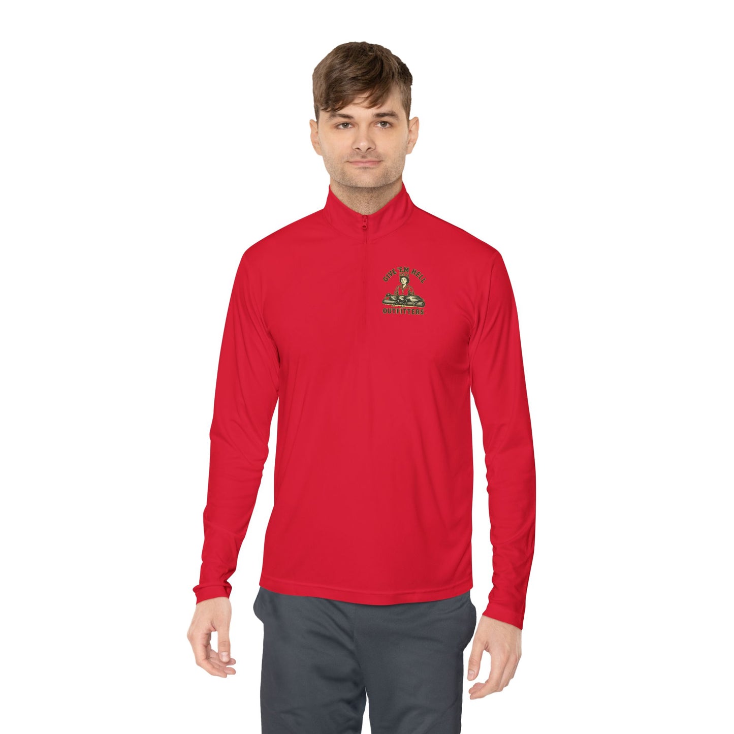 Unisex Quarter-Zip Pullover - Casual Comfort, Outdoor Adventure, Gifts for Him, Fall Layers, Give 'Em Hell Outfitters