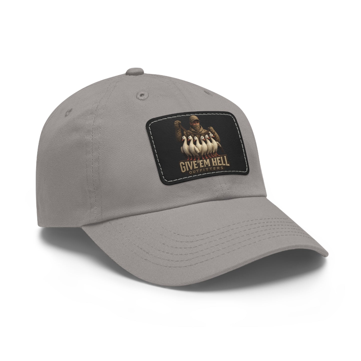 Vintage Dad Hat with Leather Patch - Give 'Em Hell, Casual Everyday Wear, Father's Day Gift, Outdoor Activities, Trendy Accessories