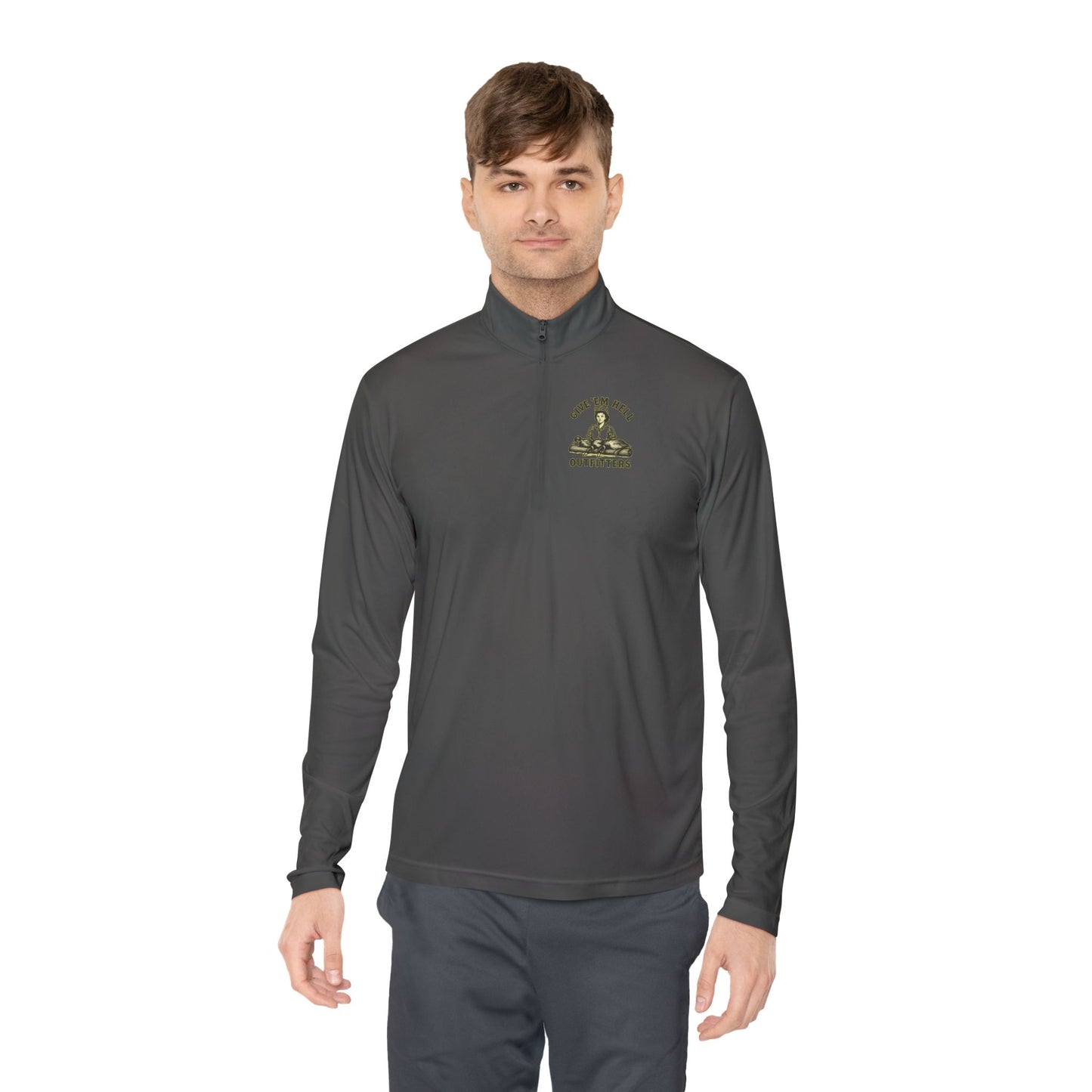 Unisex Quarter-Zip Pullover - Casual Comfort, Outdoor Adventure, Gifts for Him, Fall Layers, Give 'Em Hell Outfitters