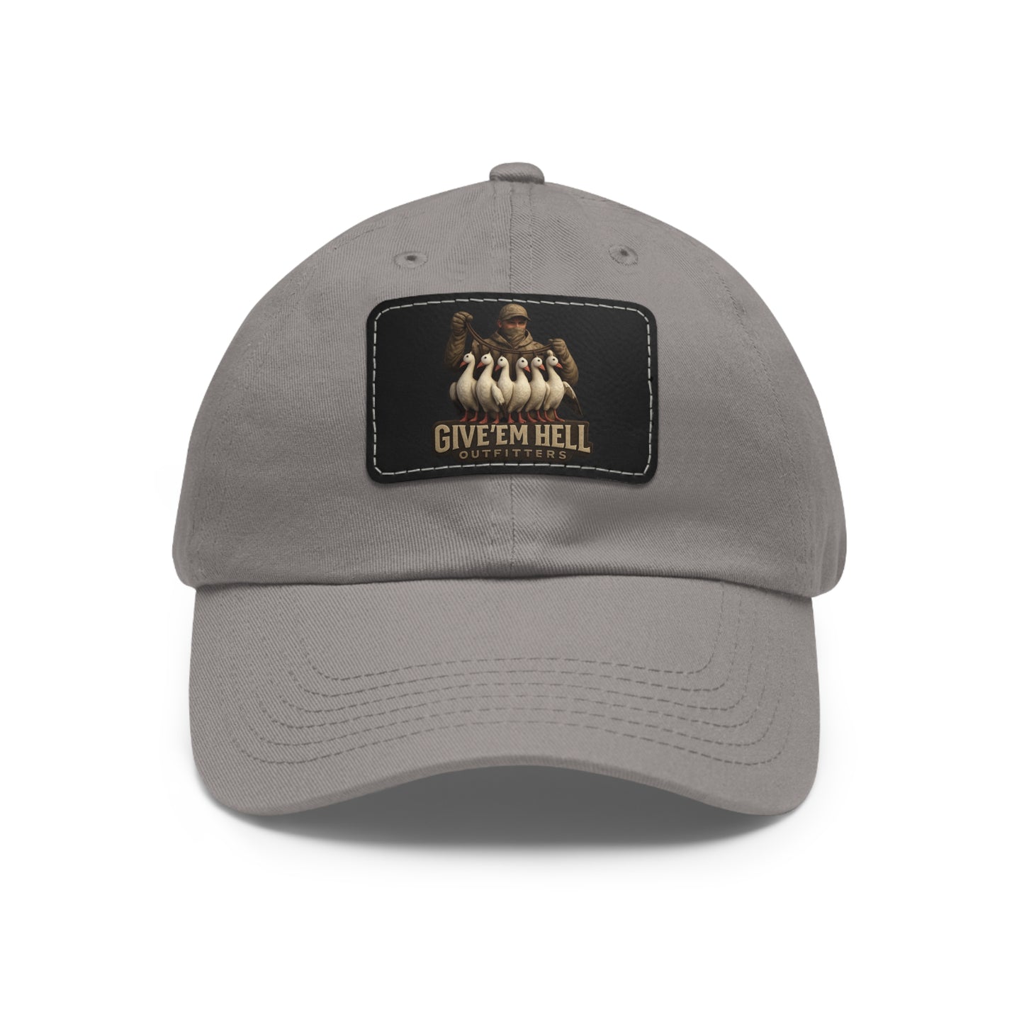Vintage Dad Hat with Leather Patch - Give 'Em Hell, Casual Everyday Wear, Father's Day Gift, Outdoor Activities, Trendy Accessories