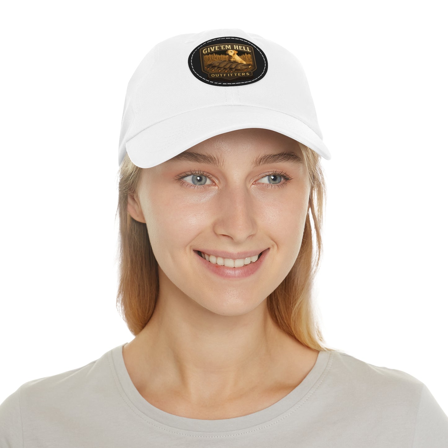Leather Patch Dad Hat - Give 'Em Hell Outfitters, Casual Cap, Outdoor Hat, Father's Day Gift, Trendy Everyday Wear