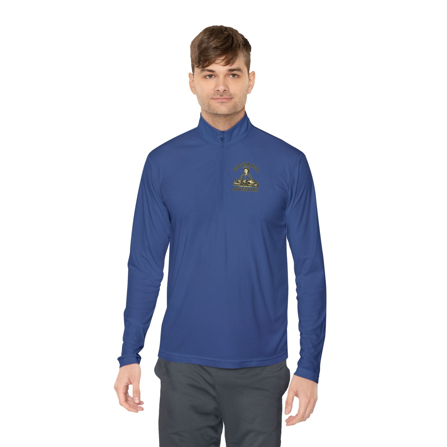 Unisex Quarter-Zip Pullover - Casual Comfort, Outdoor Adventure, Gifts for Him, Fall Layers, Give 'Em Hell Outfitters