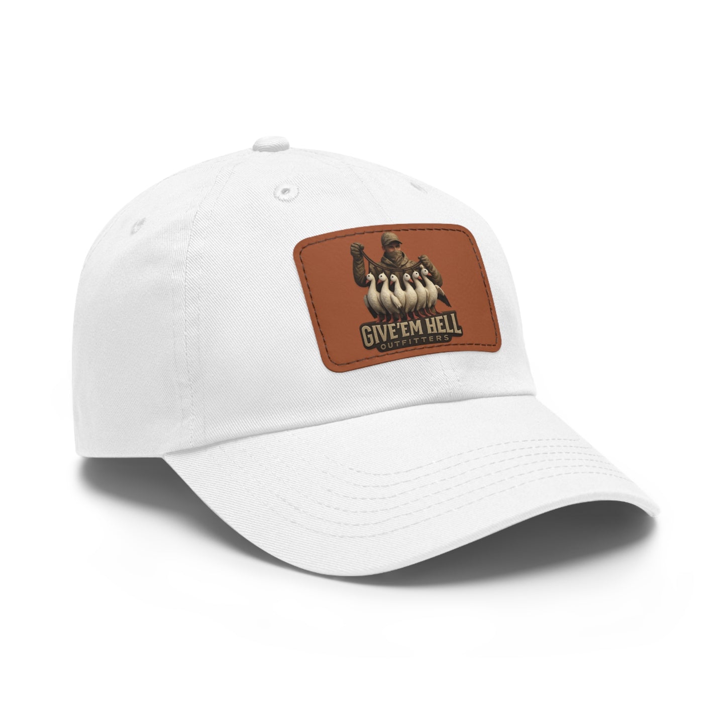 Vintage Dad Hat with Leather Patch - Give 'Em Hell, Casual Everyday Wear, Father's Day Gift, Outdoor Activities, Trendy Accessories