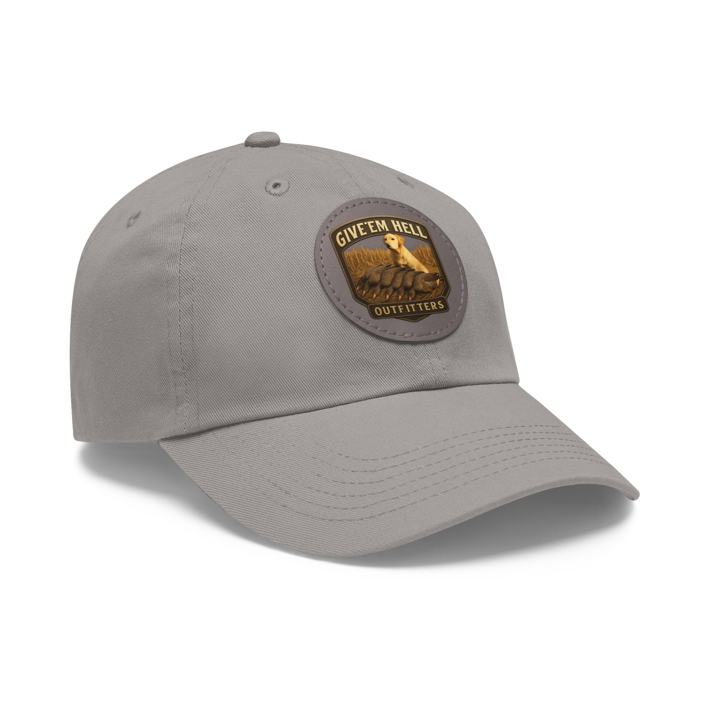 Leather Patch Dad Hat - Give 'Em Hell Outfitters, Casual Cap, Outdoor Hat, Father's Day Gift, Trendy Everyday Wear