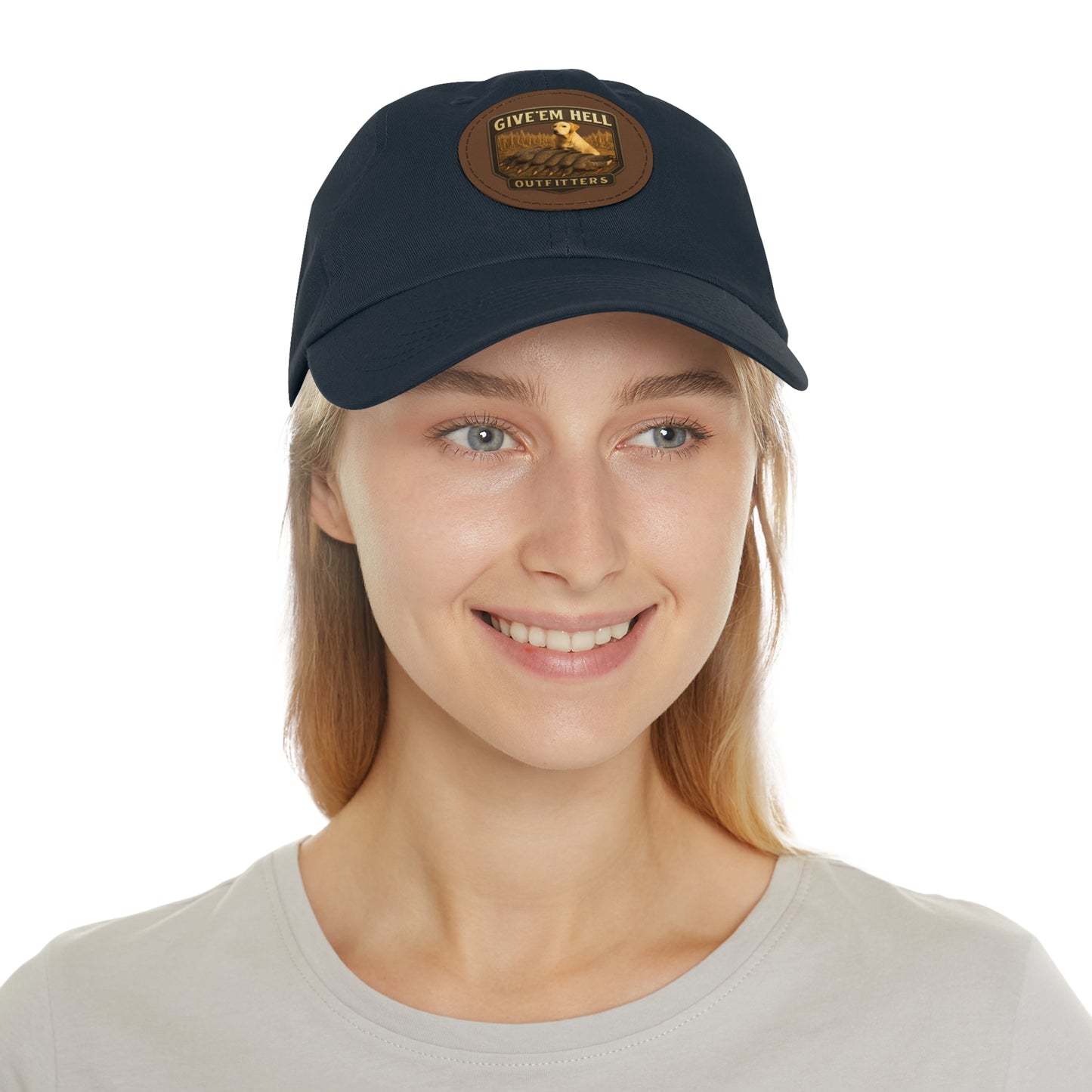 Leather Patch Dad Hat - Give 'Em Hell Outfitters, Casual Cap, Outdoor Hat, Father's Day Gift, Trendy Everyday Wear