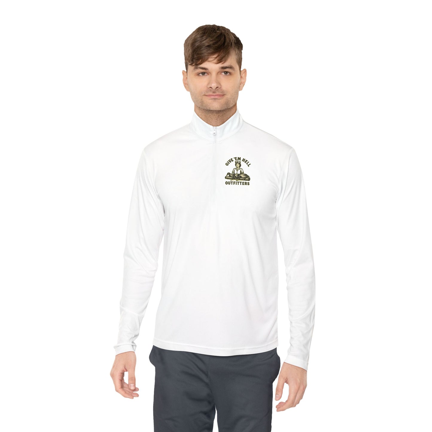 Unisex Quarter-Zip Pullover - Casual Comfort, Outdoor Adventure, Gifts for Him, Fall Layers, Give 'Em Hell Outfitters