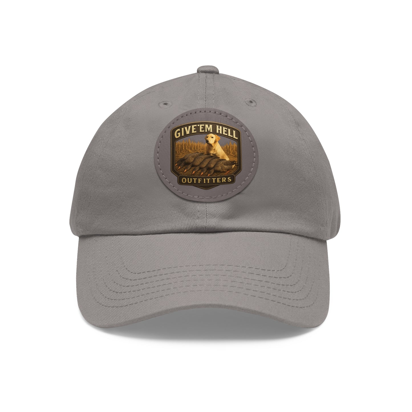 Leather Patch Dad Hat - Give 'Em Hell Outfitters, Casual Cap, Outdoor Hat, Father's Day Gift, Trendy Everyday Wear