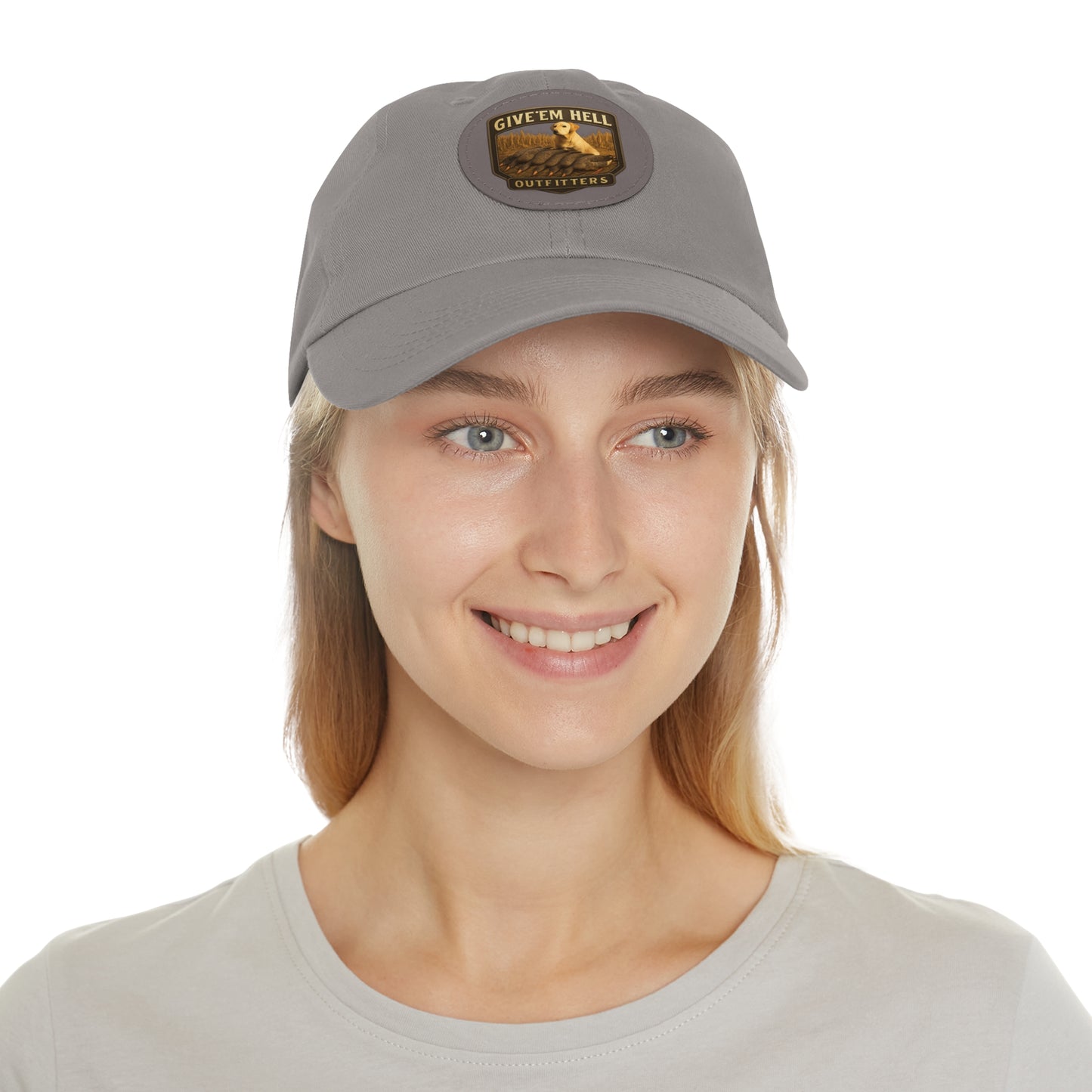 Leather Patch Dad Hat - Give 'Em Hell Outfitters, Casual Cap, Outdoor Hat, Father's Day Gift, Trendy Everyday Wear