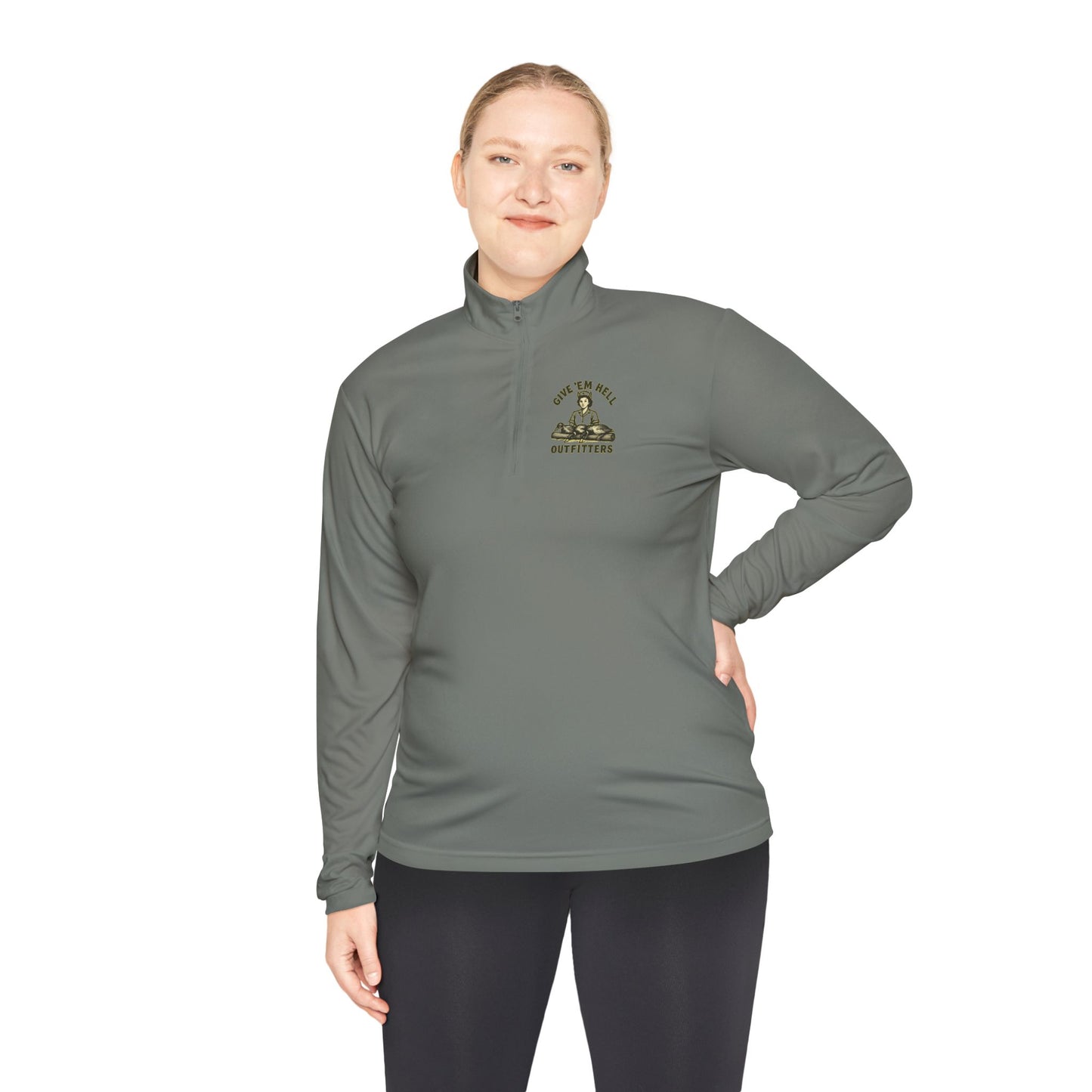 Unisex Quarter-Zip Pullover - Casual Comfort, Outdoor Adventure, Gifts for Him, Fall Layers, Give 'Em Hell Outfitters