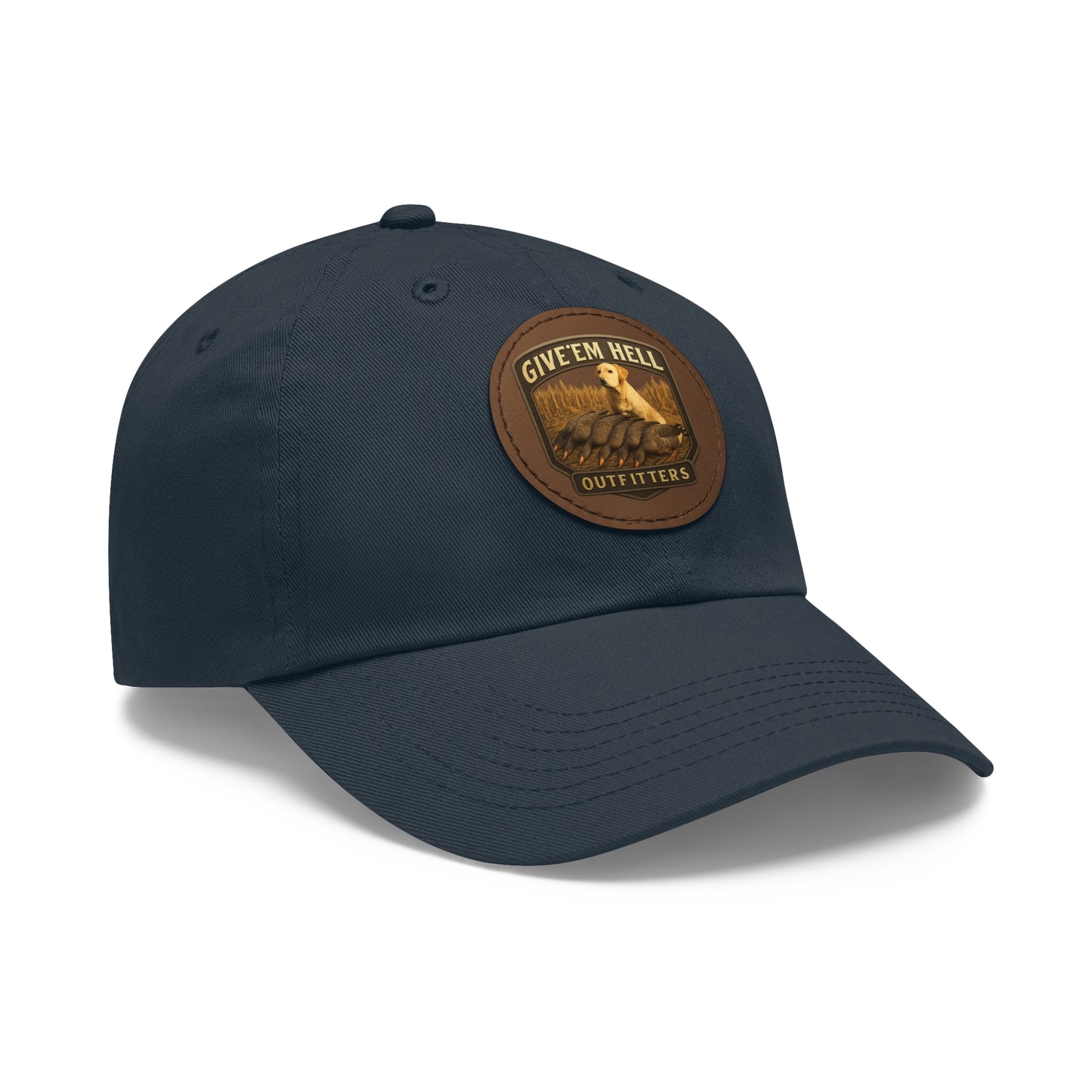 Leather Patch Dad Hat - Give 'Em Hell Outfitters, Casual Cap, Outdoor Hat, Father's Day Gift, Trendy Everyday Wear