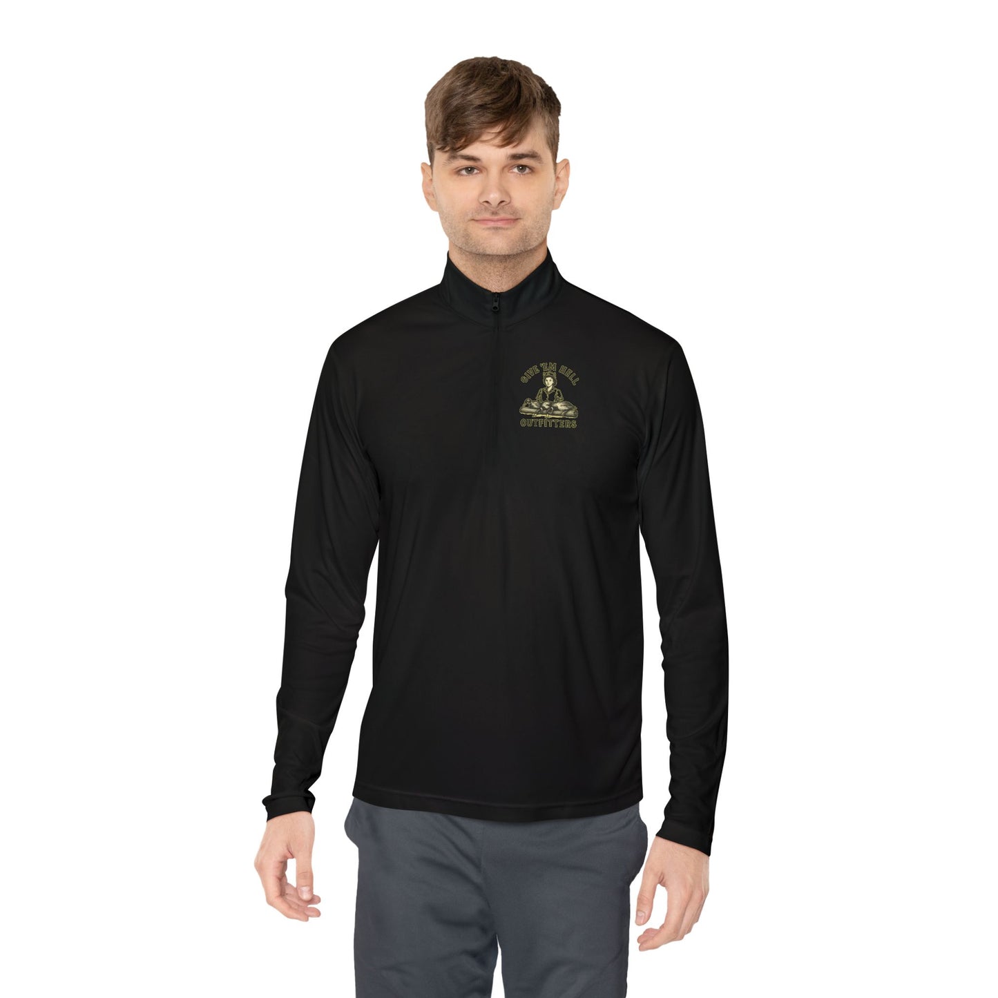 Unisex Quarter-Zip Pullover - Casual Comfort, Outdoor Adventure, Gifts for Him, Fall Layers, Give 'Em Hell Outfitters
