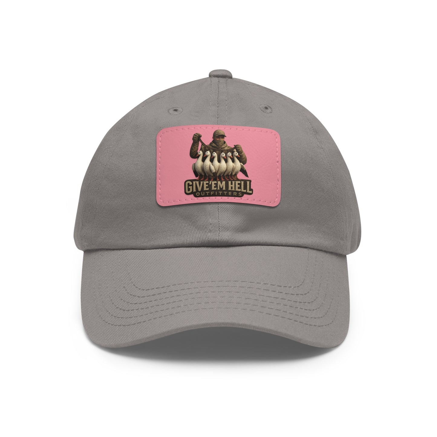 Vintage Dad Hat with Leather Patch - Give 'Em Hell, Casual Everyday Wear, Father's Day Gift, Outdoor Activities, Trendy Accessories