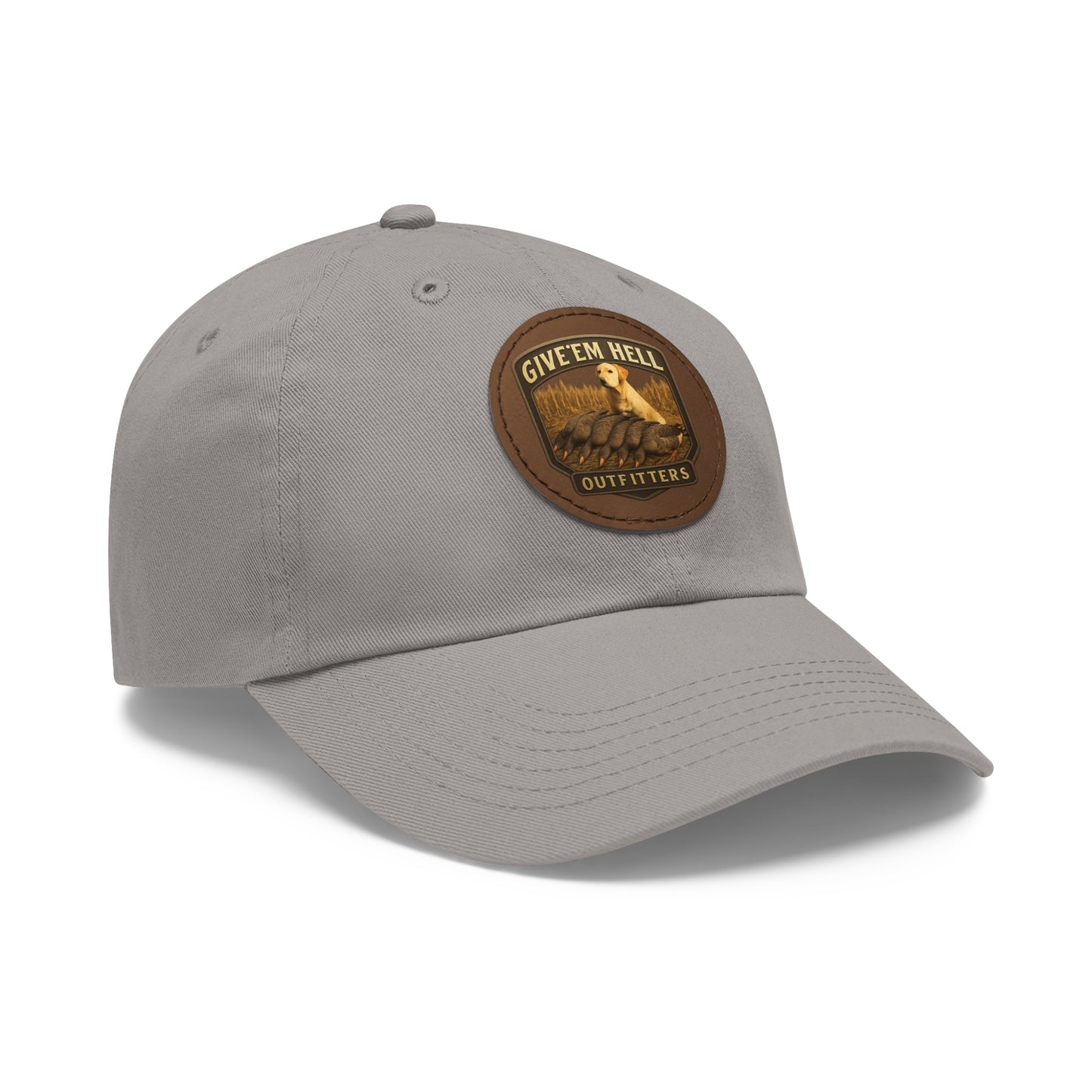 Leather Patch Dad Hat - Give 'Em Hell Outfitters, Casual Cap, Outdoor Hat, Father's Day Gift, Trendy Everyday Wear