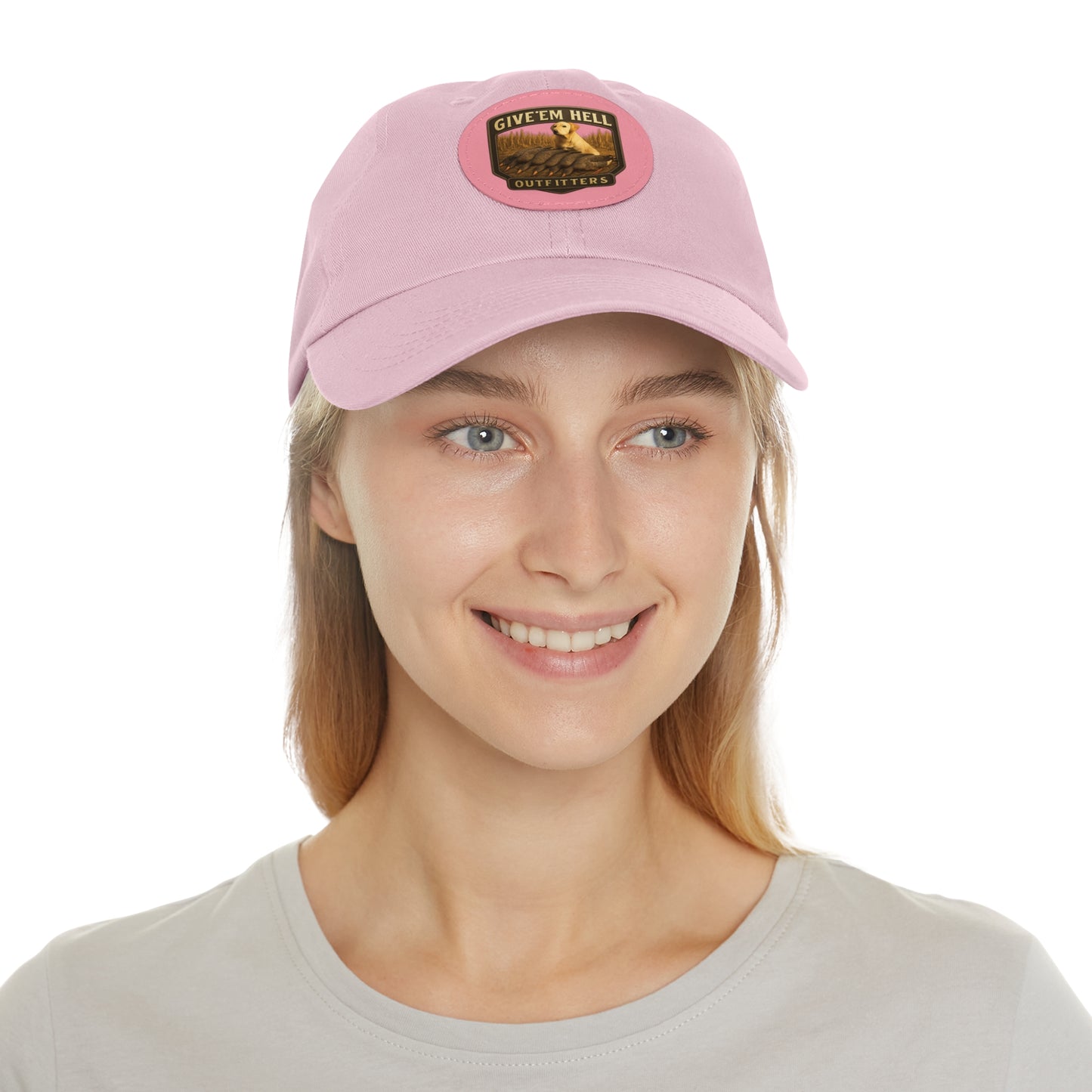 Leather Patch Dad Hat - Give 'Em Hell Outfitters, Casual Cap, Outdoor Hat, Father's Day Gift, Trendy Everyday Wear