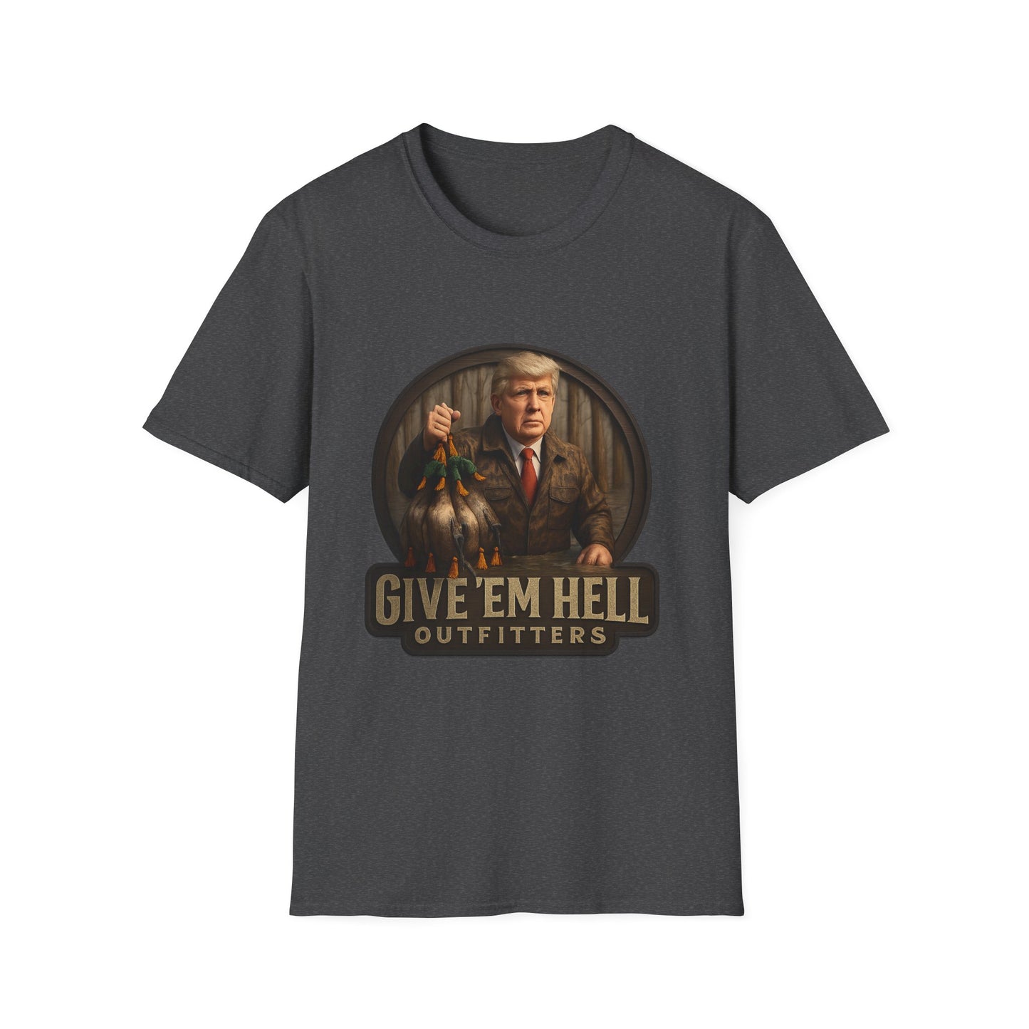 Give 'Em Hell Unisex Softstyle T-Shirt | Funny Casual Tee, Gift for Him, Trendy Graphic Shirt, Daily Wear, Statement Apparel