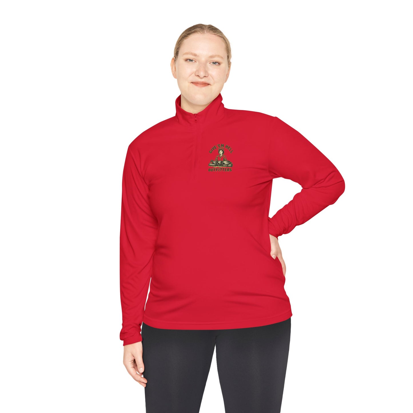 Unisex Quarter-Zip Pullover - Casual Comfort, Outdoor Adventure, Gifts for Him, Fall Layers, Give 'Em Hell Outfitters