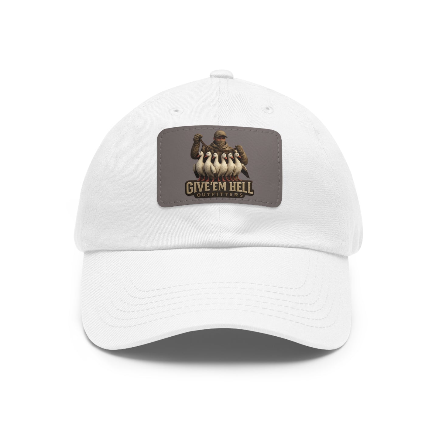 Vintage Dad Hat with Leather Patch - Give 'Em Hell, Casual Everyday Wear, Father's Day Gift, Outdoor Activities, Trendy Accessories