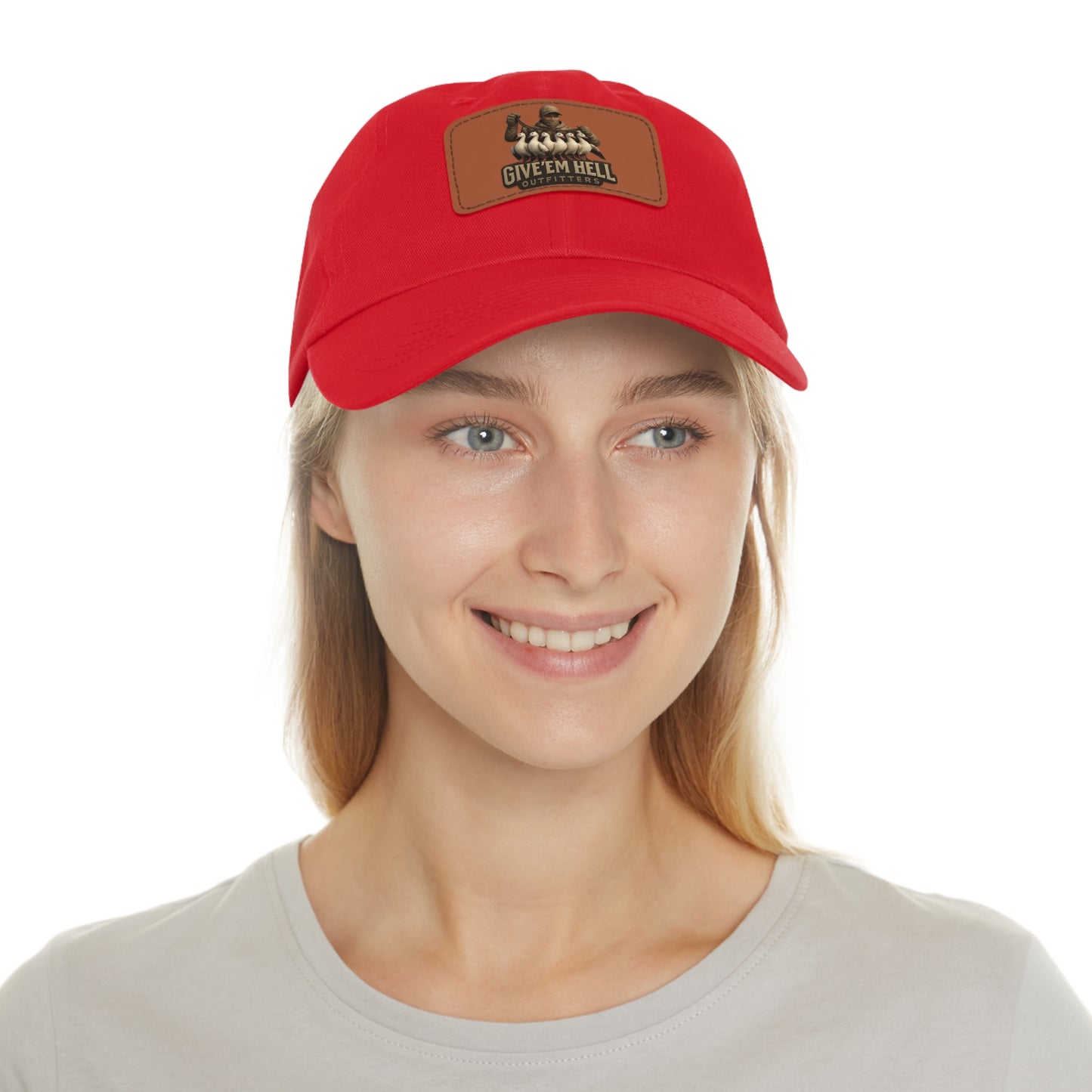 Vintage Dad Hat with Leather Patch - Give 'Em Hell, Casual Everyday Wear, Father's Day Gift, Outdoor Activities, Trendy Accessories