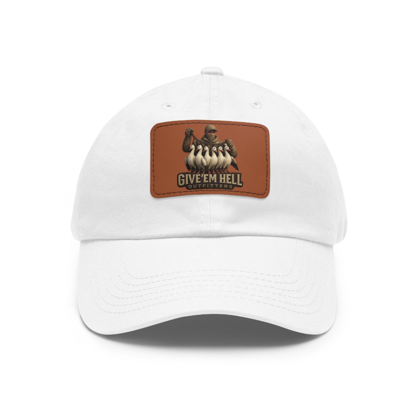 Vintage Dad Hat with Leather Patch - Give 'Em Hell, Casual Everyday Wear, Father's Day Gift, Outdoor Activities, Trendy Accessories