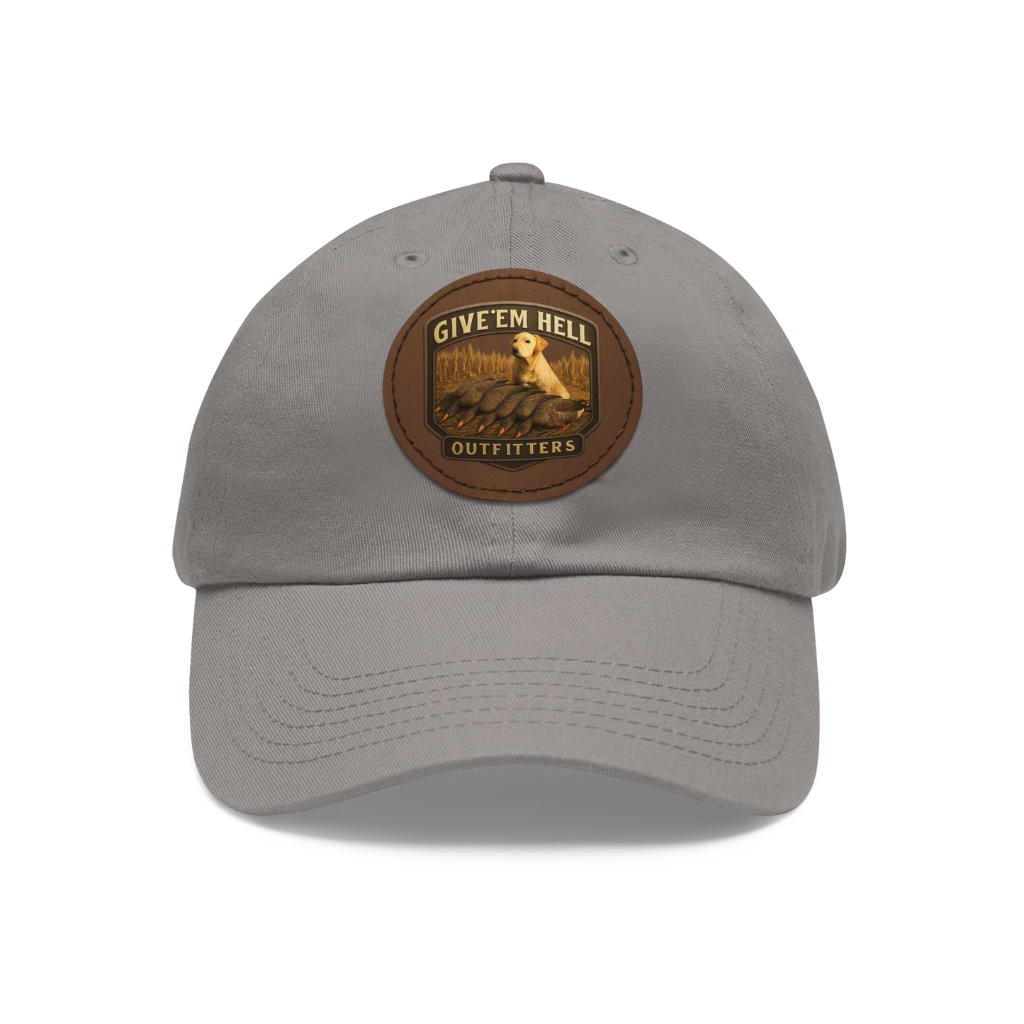 Leather Patch Dad Hat - Give 'Em Hell Outfitters, Casual Cap, Outdoor Hat, Father's Day Gift, Trendy Everyday Wear