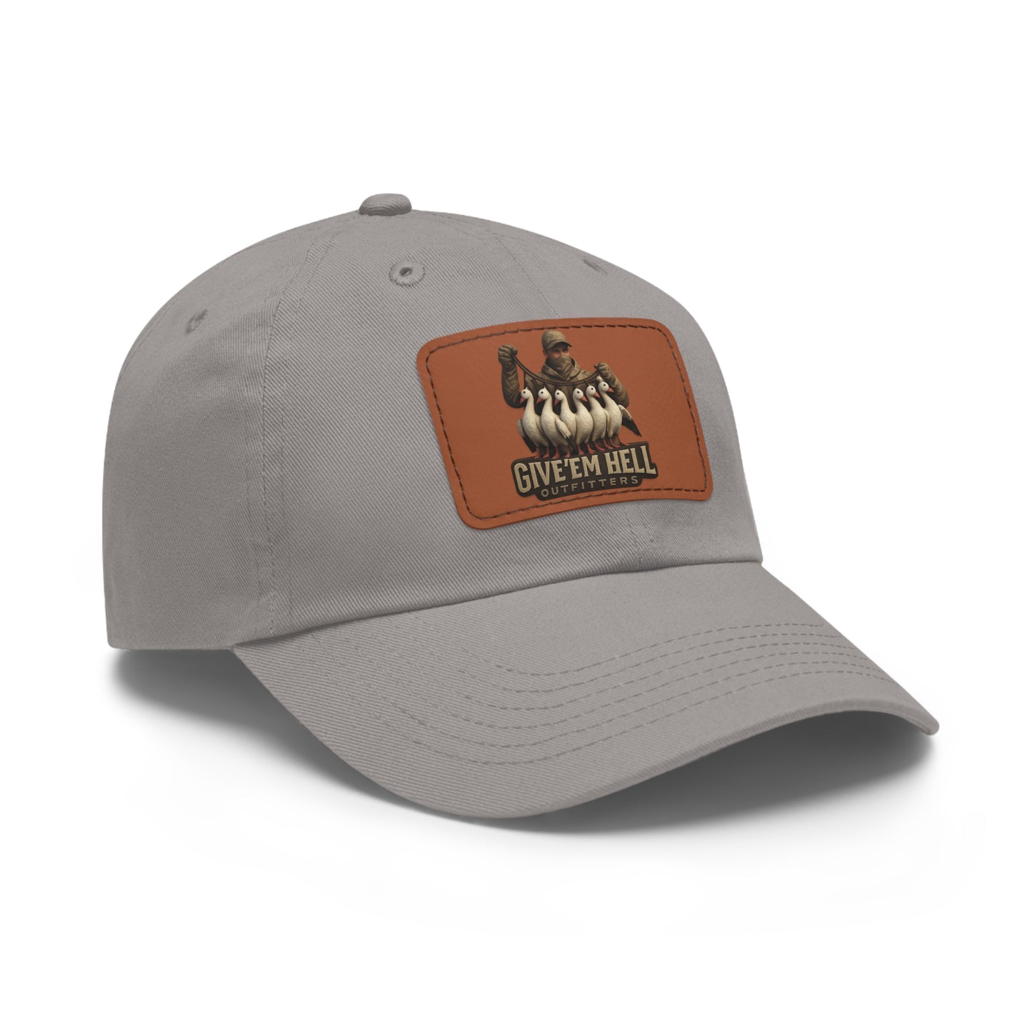 Vintage Dad Hat with Leather Patch - Give 'Em Hell, Casual Everyday Wear, Father's Day Gift, Outdoor Activities, Trendy Accessories