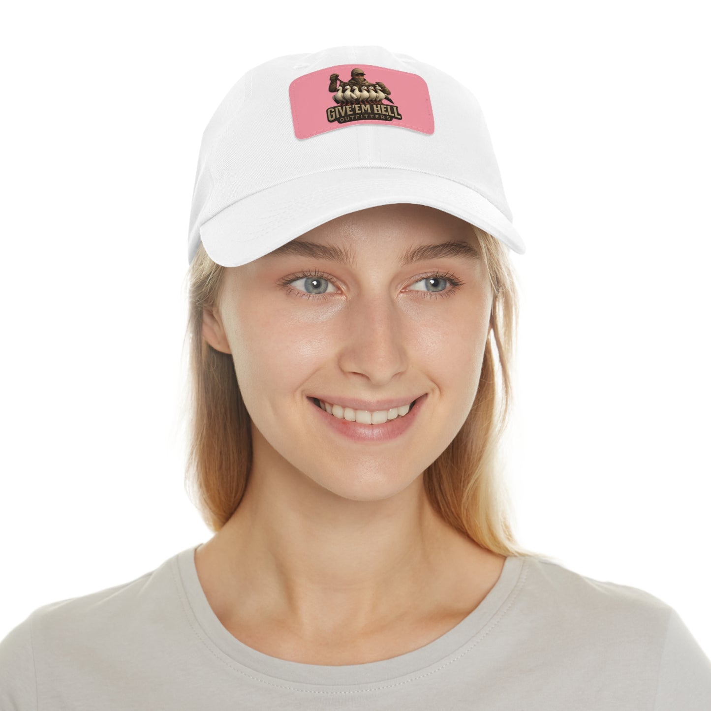 Vintage Dad Hat with Leather Patch - Give 'Em Hell, Casual Everyday Wear, Father's Day Gift, Outdoor Activities, Trendy Accessories