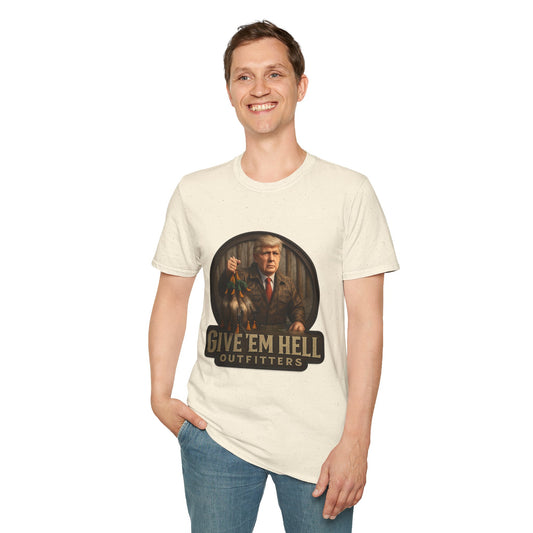 Give 'Em Hell Unisex Softstyle T-Shirt | Funny Casual Tee, Gift for Him, Trendy Graphic Shirt, Daily Wear, Statement Apparel