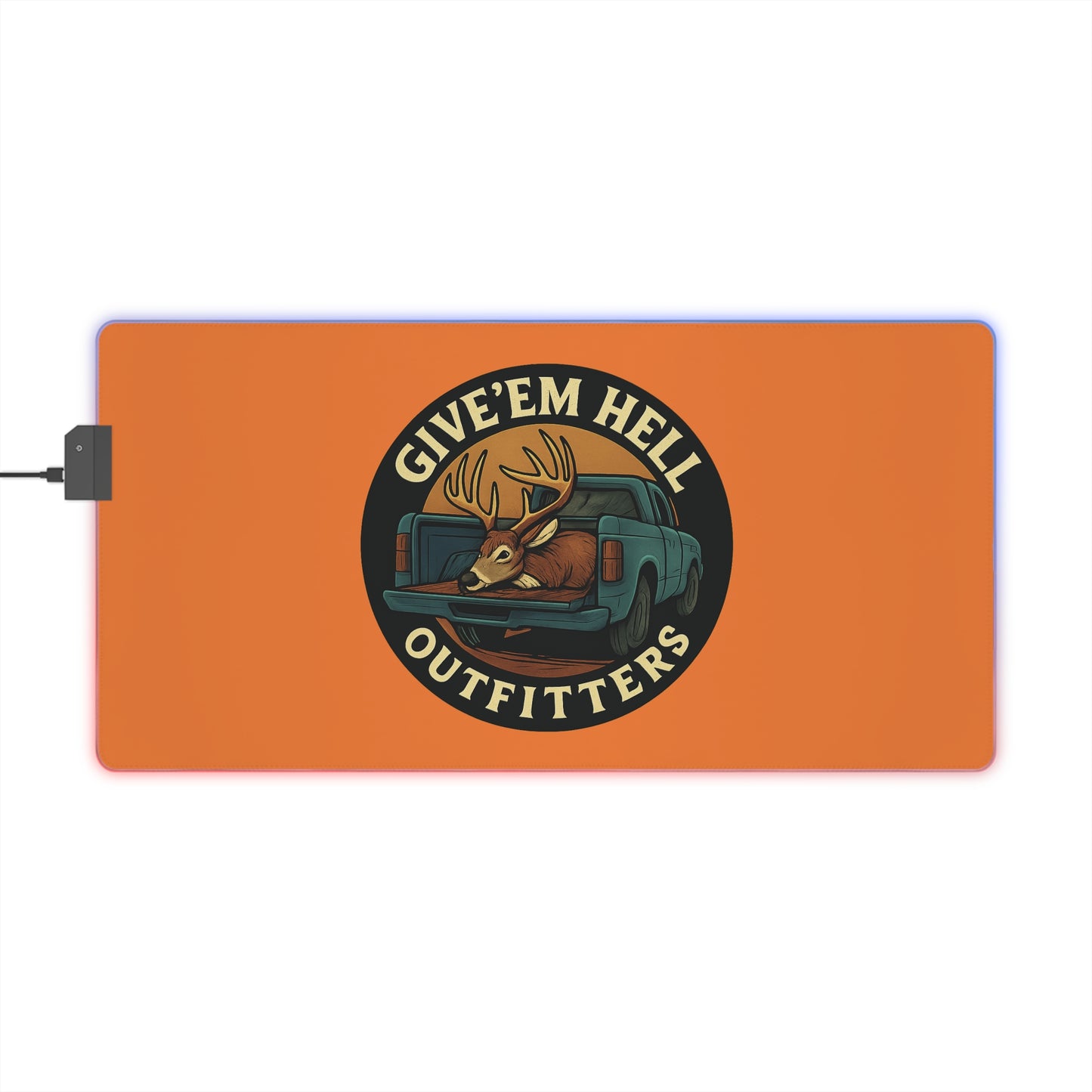 Illuminated Gaming Mouse Pad with Retro Truck Design, Personalized Desk Mat, Game Room Decor, Geek Gift, LED Desk Accessories