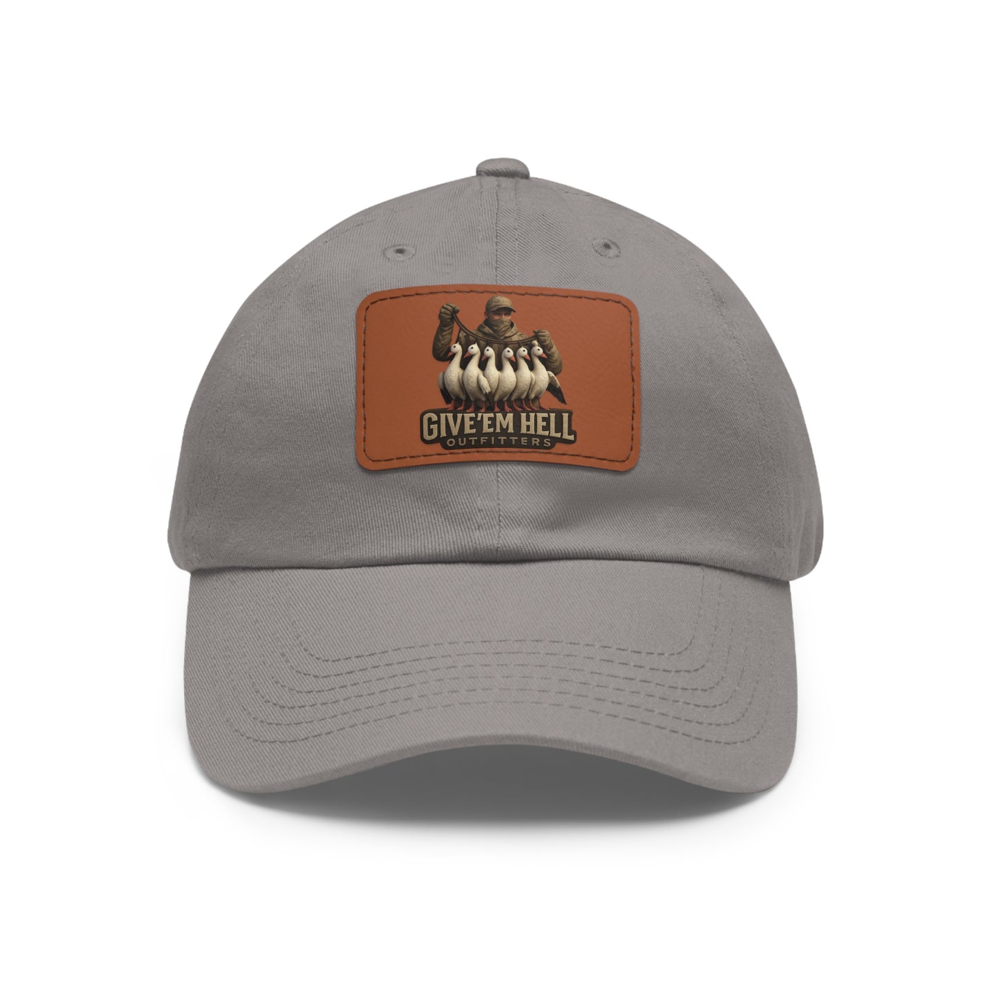 Vintage Dad Hat with Leather Patch - Give 'Em Hell, Casual Everyday Wear, Father's Day Gift, Outdoor Activities, Trendy Accessories
