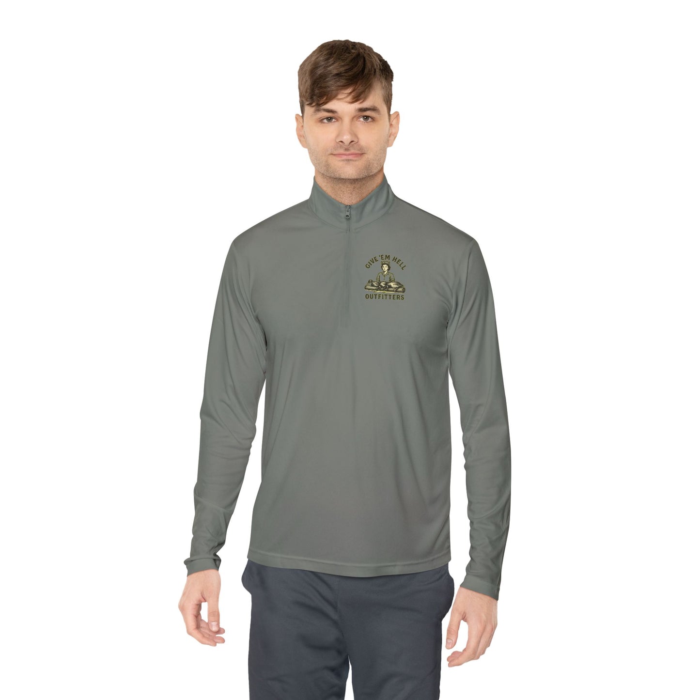 Unisex Quarter-Zip Pullover - Casual Comfort, Outdoor Adventure, Gifts for Him, Fall Layers, Give 'Em Hell Outfitters