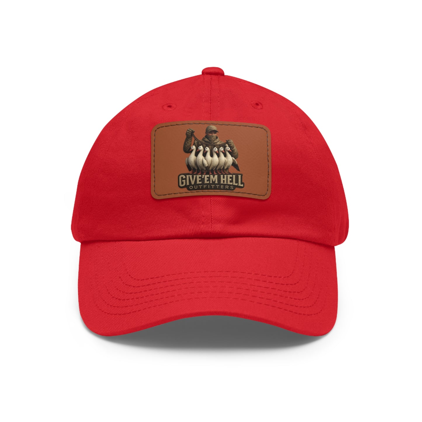 Vintage Dad Hat with Leather Patch - Give 'Em Hell, Casual Everyday Wear, Father's Day Gift, Outdoor Activities, Trendy Accessories