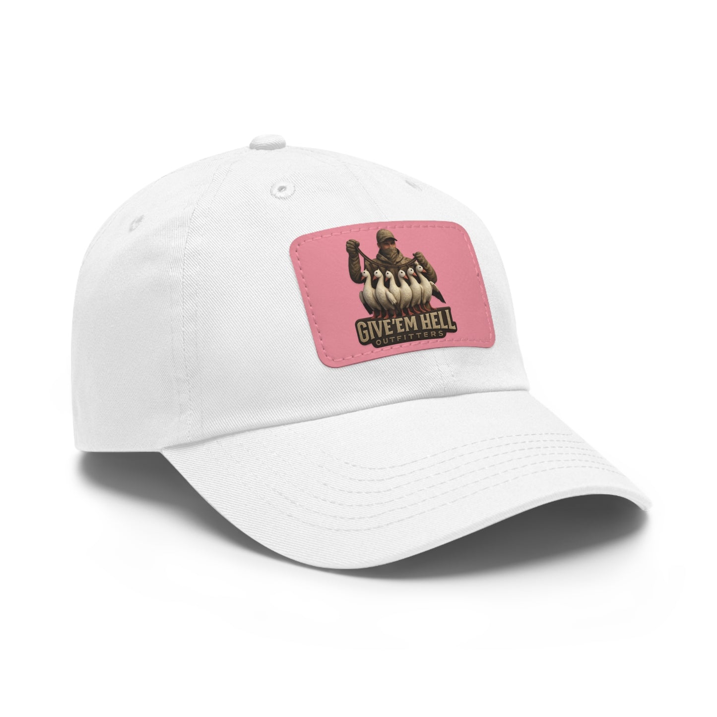 Vintage Dad Hat with Leather Patch - Give 'Em Hell, Casual Everyday Wear, Father's Day Gift, Outdoor Activities, Trendy Accessories