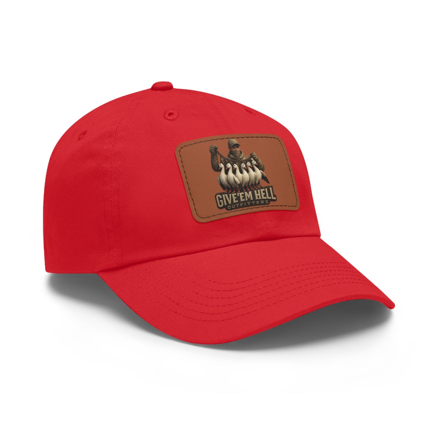Vintage Dad Hat with Leather Patch - Give 'Em Hell, Casual Everyday Wear, Father's Day Gift, Outdoor Activities, Trendy Accessories